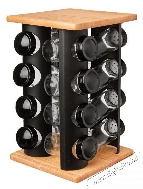 Orion Fűszertart&oacute;, &uuml;veg/műanyag 16 db + &aacute;llv&aacute;ny fa/f&eacute;m BLACK Konyhai term&eacute;kek - Konyhai eszk&ouml;z - Egy&eacute;b konyhai eszk&ouml;z - 527618