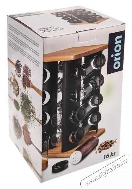 Orion Fűszertart&oacute;, &uuml;veg/műanyag 16 db + &aacute;llv&aacute;ny fa/f&eacute;m BLACK Konyhai term&eacute;kek - Konyhai eszk&ouml;z - Egy&eacute;b konyhai eszk&ouml;z - 527618