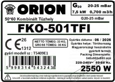 Orion FKO-501TFI kombin&aacute;lt tűzhely Konyhai term&eacute;kek - S&uuml;tő-főzőlap, tűzhely (szabadon&aacute;ll&oacute;) - Kombin&aacute;lt tűzhely (szabadon&aacute;ll&oacute;) - 540015
