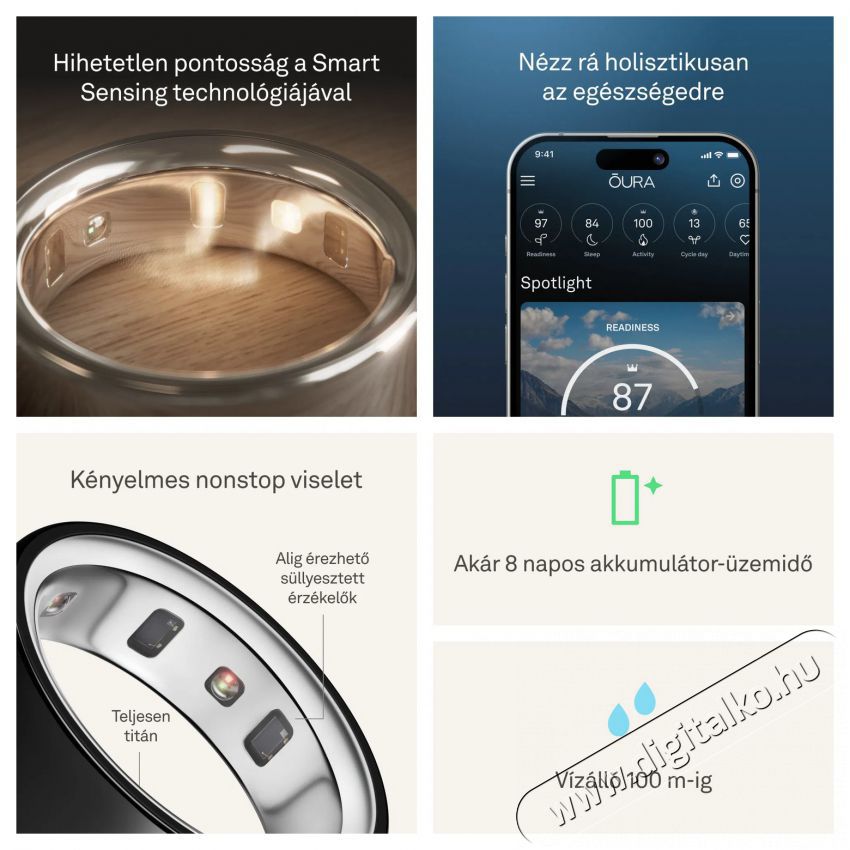 Oura Ring 4 Black, 4 Mobil / Kommunik&aacute;ci&oacute; / Smart - Okos eszk&ouml;z - Egy&eacute;b okos eszk&ouml;z - 527714