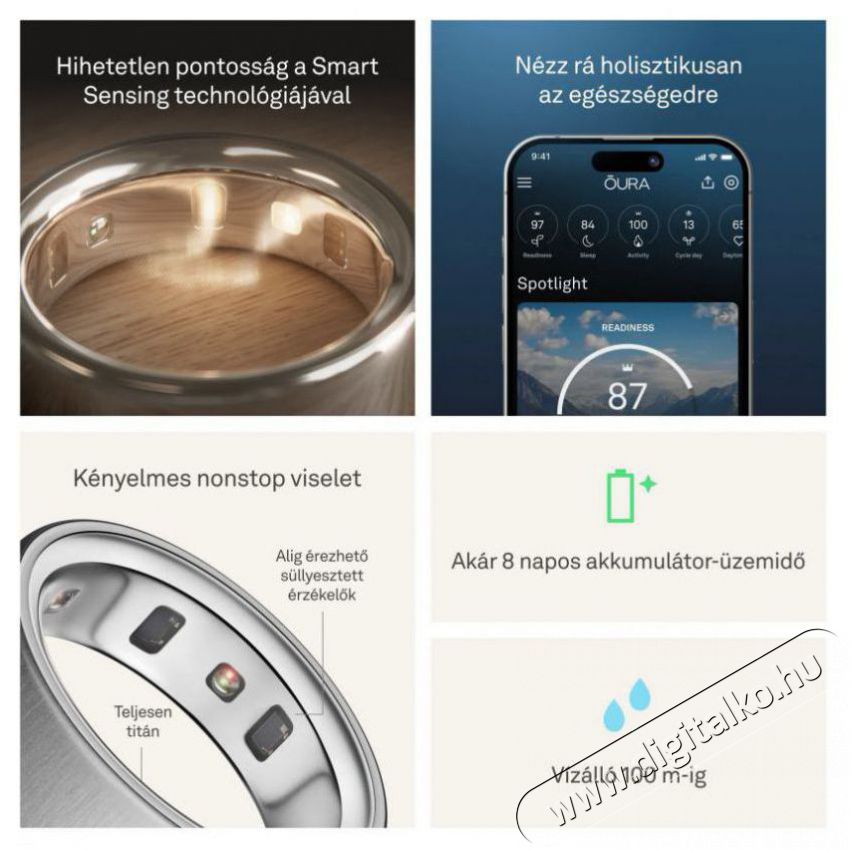 Oura Ring 4 Brushed Silver, 8 Mobil / Kommunik&aacute;ci&oacute; / Smart - Okos eszk&ouml;z - Egy&eacute;b okos eszk&ouml;z - 527730