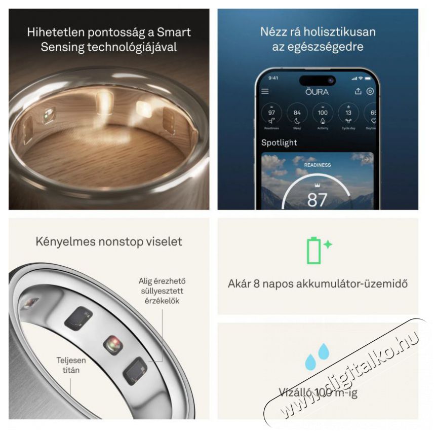 Oura Ring 4 Brushed Silver, 9 Mobil / Kommunik&aacute;ci&oacute; / Smart - Okos eszk&ouml;z - Egy&eacute;b okos eszk&ouml;z - 527731