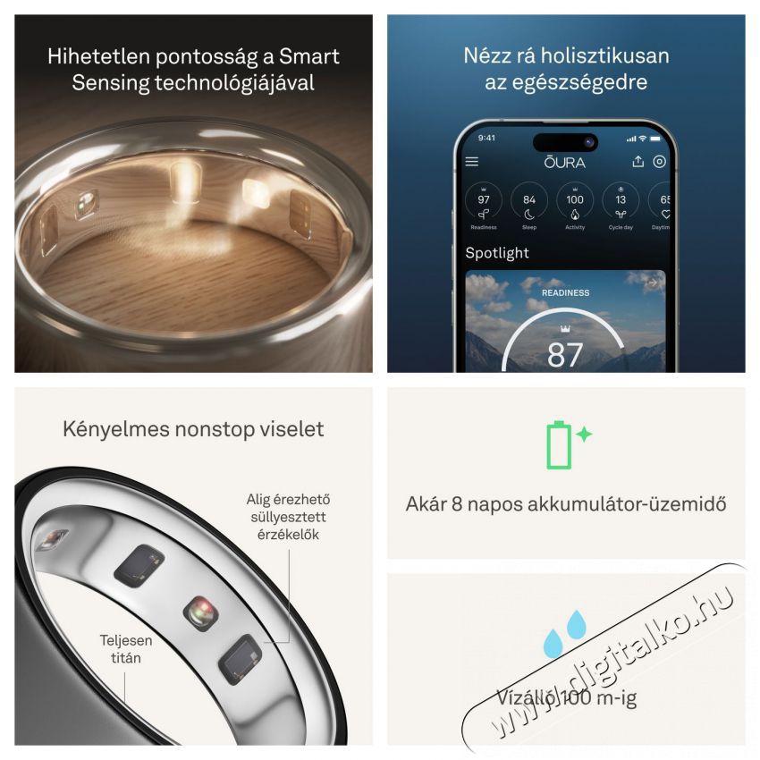 Oura Ring 4 Stealth, 4 Mobil / Kommunik&aacute;ci&oacute; / Smart - Okos eszk&ouml;z - Egy&eacute;b okos eszk&ouml;z - 527775