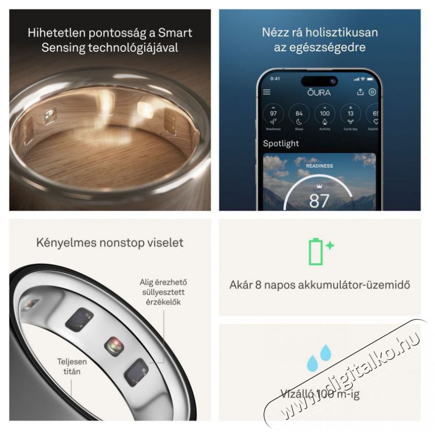 Oura Ring 4 Stealth, 9 Mobil / Kommunik&aacute;ci&oacute; / Smart - Okos eszk&ouml;z - Egy&eacute;b okos eszk&ouml;z - 527780