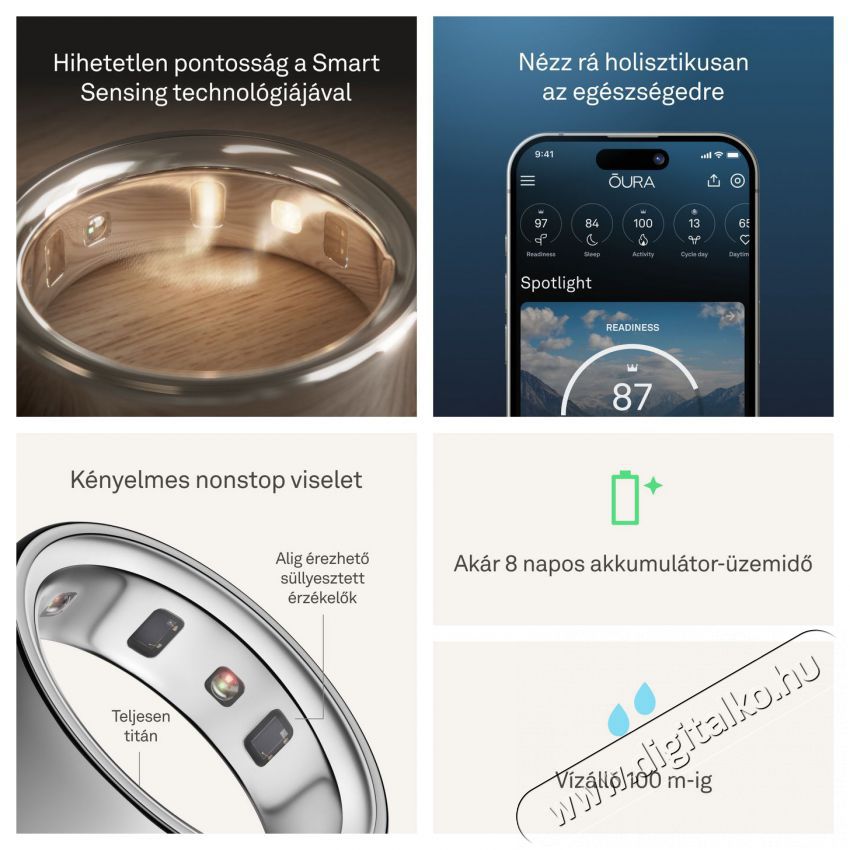 Oura Ring 4 Silver, 8 Mobil / Kommunik&aacute;ci&oacute; / Smart - Okos eszk&ouml;z - Egy&eacute;b okos eszk&ouml;z - 527766