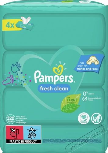 PAMPERS Fresh Clean XXL 4 &times; 80 db Nedves t&ouml;rlőkendő Sz&eacute;ps&eacute;g&aacute;pol&aacute;s / Eg&eacute;szs&eacute;g - Baba mama term&eacute;k - Egy&eacute;b baba mama term&eacute;k - 531417