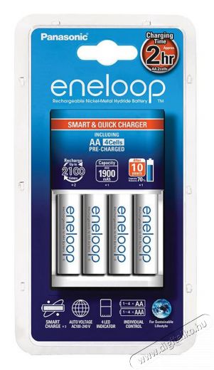 PANASONIC eneloop t&ouml;ltő + 4db 1900 mAh AA (KKJ55MCC40E) szett Akkuk &eacute;s t&ouml;ltők - Elem m&eacute;retű akku &eacute;s t&ouml;ltő - Szettben - 307906