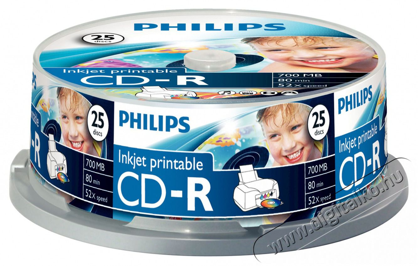 PHILIPS CD-R80IW 52x nyomtathat&oacute; cake box lemez 25db/csomag Iroda &eacute;s sz&aacute;m&iacute;t&aacute;stechnika - Sz&aacute;m&iacute;t&oacute;g&eacute;p tartoz&eacute;k - CD / DVD tart&oacute; / tasak - 398208