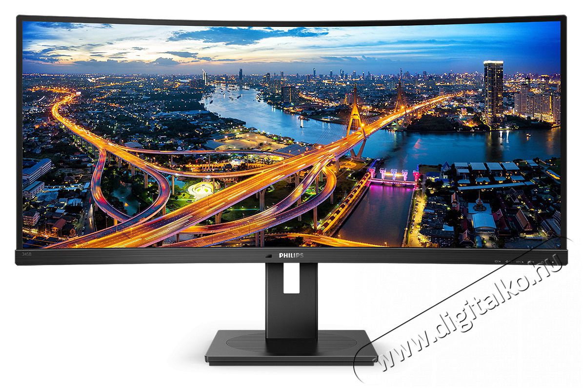 PHILIPS &Iacute;velt VA monitor 34 345B1C, 3440x1440, 21:9, 300 cd/m2, 5ms, HDMI/DisplayPort/USB-C/4xUSB, LAN, hangsz&oacute;r&oacute;  Iroda &eacute;s sz&aacute;m&iacute;t&aacute;stechnika - Monitor - Monitor - 484197