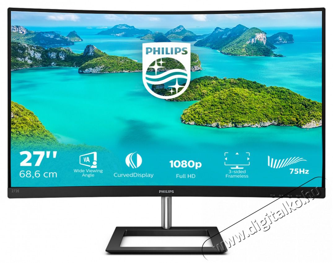 PHILIPS &Iacute;velt VA monitor FHD 27'' (272E1CA/00) Iroda &eacute;s sz&aacute;m&iacute;t&aacute;stechnika - Monitor - Monitor - 488314