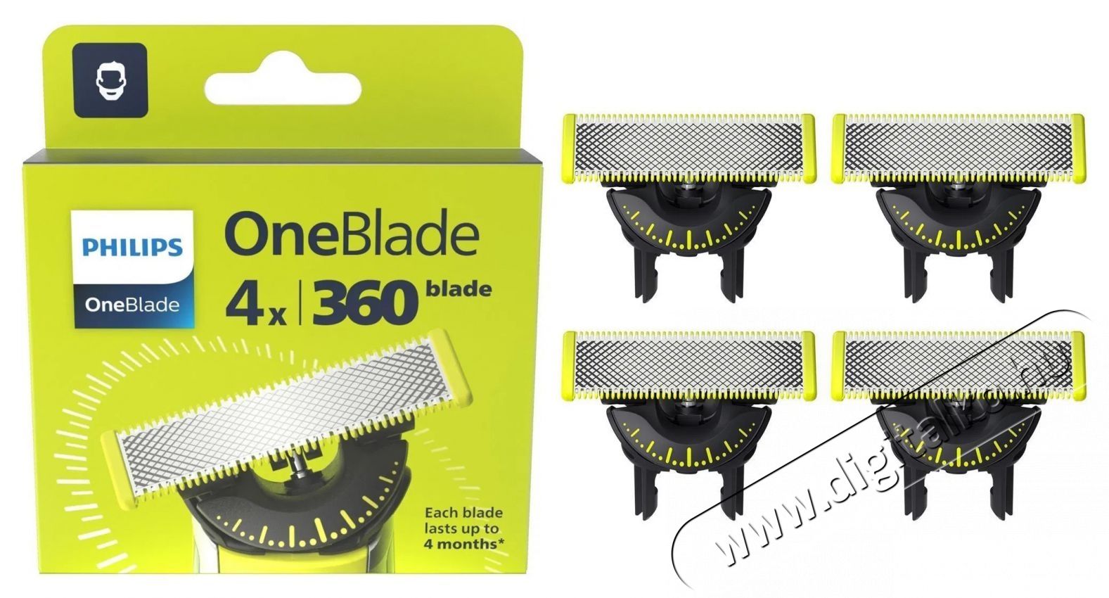 PHILIPS OneBlade QP440/50 360 4 darab + Philips OneBlade Pro 360 QP6652/61 Sz&eacute;ps&eacute;g&aacute;pol&aacute;s / Eg&eacute;szs&eacute;g - Szőrtelen&iacute;tő / borotva - F&eacute;rfi borotva - 512162