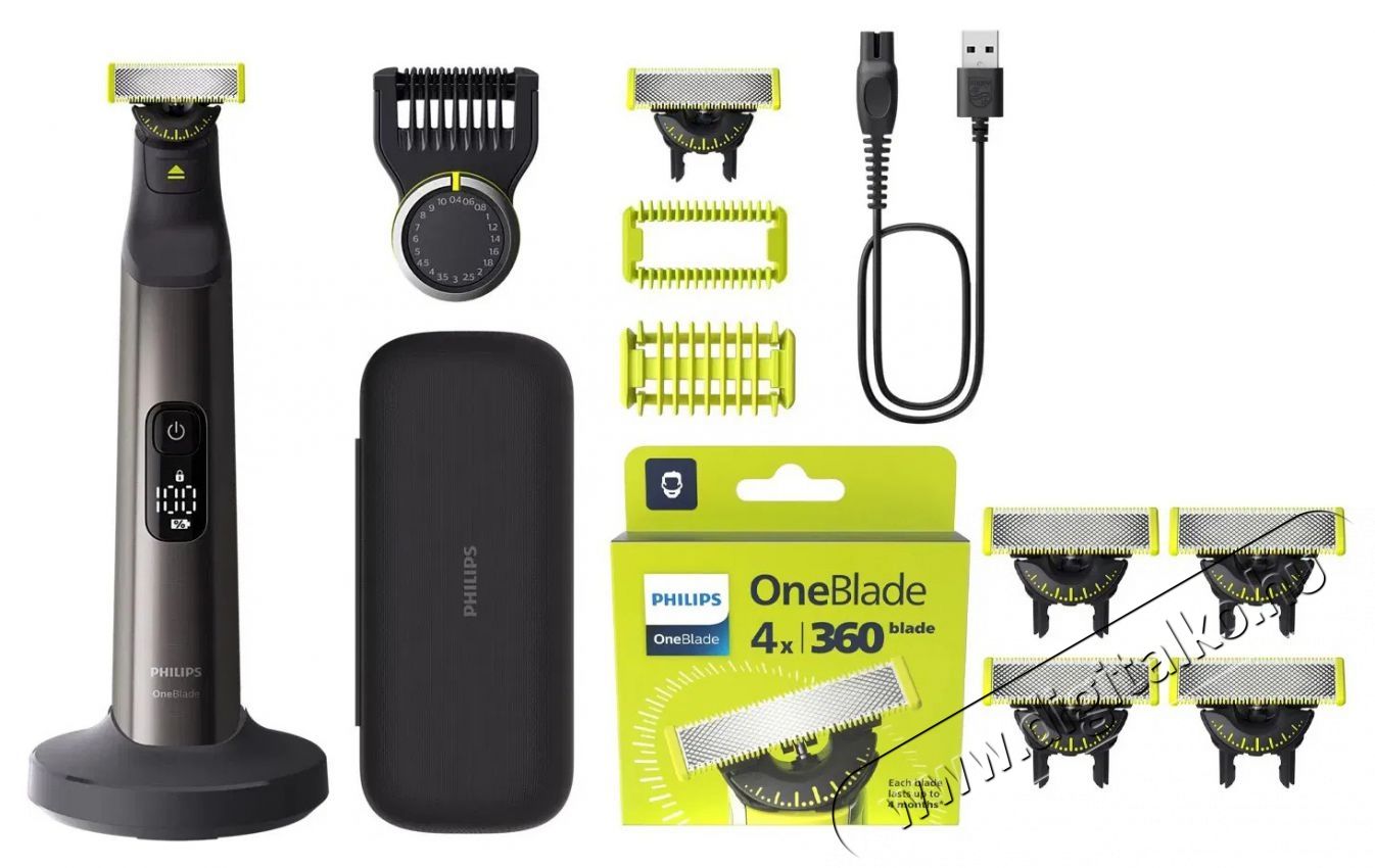 PHILIPS OneBlade QP440/50 360 4 darab + Philips OneBlade Pro 360 QP6652/61 Sz&eacute;ps&eacute;g&aacute;pol&aacute;s / Eg&eacute;szs&eacute;g - Szőrtelen&iacute;tő / borotva - F&eacute;rfi borotva - 512162
