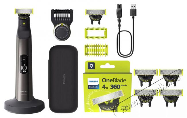 PHILIPS OneBlade QP440/50 360 4 darab + Philips OneBlade Pro 360 QP6652/61 Sz&eacute;ps&eacute;g&aacute;pol&aacute;s / Eg&eacute;szs&eacute;g - Szőrtelen&iacute;tő / borotva - F&eacute;rfi borotva - 512162