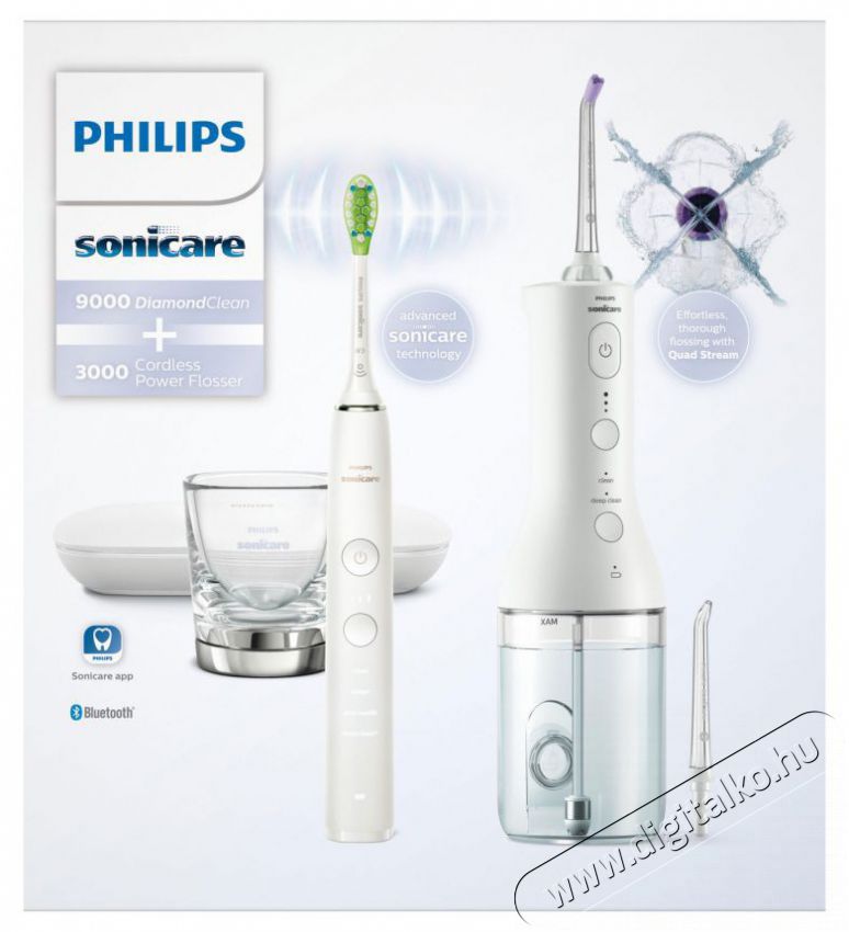 PHILIPS Sonicare 9000 DiamondClean &eacute;s Power Flosser HX3886/41 Elektromos fogkefe Sz&eacute;ps&eacute;g&aacute;pol&aacute;s / Eg&eacute;szs&eacute;g - Sz&aacute;j / fog &aacute;pol&aacute;s - Elektromos fogkefe - 525673