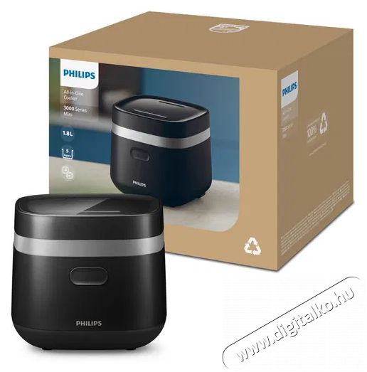 PHILIPS 3000 Series Mini HD3090/80 Konyhai term&eacute;kek - Konyhai kisg&eacute;p (s&uuml;t&eacute;s / főz&eacute;s / hűt&eacute;s / &eacute;telk&eacute;sz&iacute;t&eacute;s) - L&eacute;gkever&eacute;ses főzőg&eacute;p / elektromos kukta / multifunkci&oacute;s s&uuml;tő - 530687