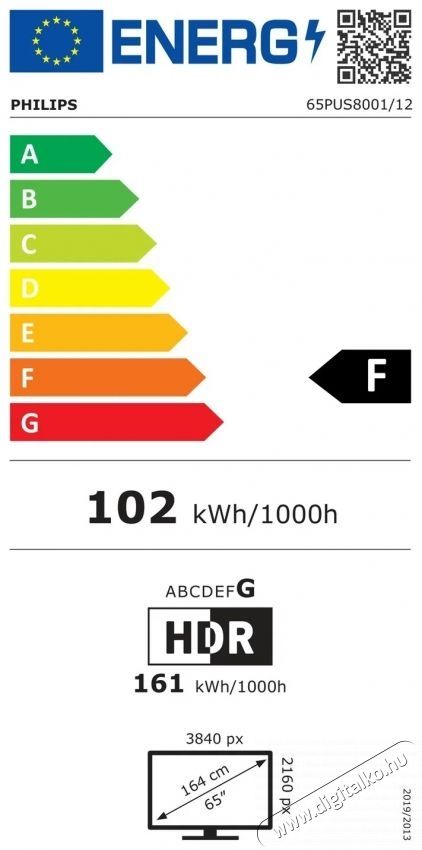 PHILIPS AMBILIGHT LED 65PUS8001 Telev&iacute;zi&oacute; (2026-os modell), 164 cm, Smart TV, Ultra HD 4K, F energiaoszt&aacute;ly Telev&iacute;zi&oacute;k - LED telev&iacute;zi&oacute; - UHD 4K felbont&aacute;s&uacute; - 540457