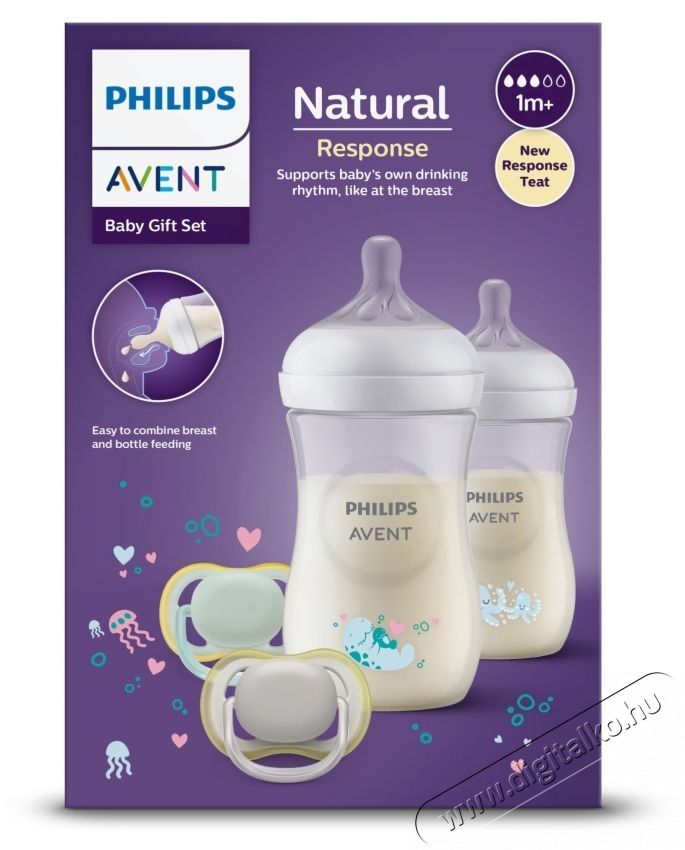 PHILIPS Avent Natural Response SCD837/11 &uacute;jsz&uuml;l&ouml;tt szett, anya mell&eacute;hez hasonl&oacute;an műk&ouml;dő cumi, sziv&aacute;rg&aacute;smentes cumi, 2 db 260 ml-es dekorat&iacute;v &uuml;veg, 2 db ultrapuha cumi 0-6 h&oacute;napos korig Sz&eacute;ps&eacute;g&aacute;pol&aacute;s / Eg&eacute;szs&eacute;g - Baba mama term&eacute;k - Cumis&uuml;veg / cumi / etet&eacute;s kieg&eacute;sz&iacute;tő - 540450