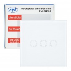 PNI SH303 H&aacute;rom r&eacute;szes kapcsol&oacute;, &uuml;veghat&aacute;s, &eacute;rintőpanel, led jelzővel, feh&eacute;r H&aacute;ztart&aacute;s / Otthon / K&uuml;lt&eacute;r - Vil&aacute;g&iacute;t&aacute;s / elektromoss&aacute;g - L&aacute;mpa kieg&eacute;sz&iacute;tő - 540475