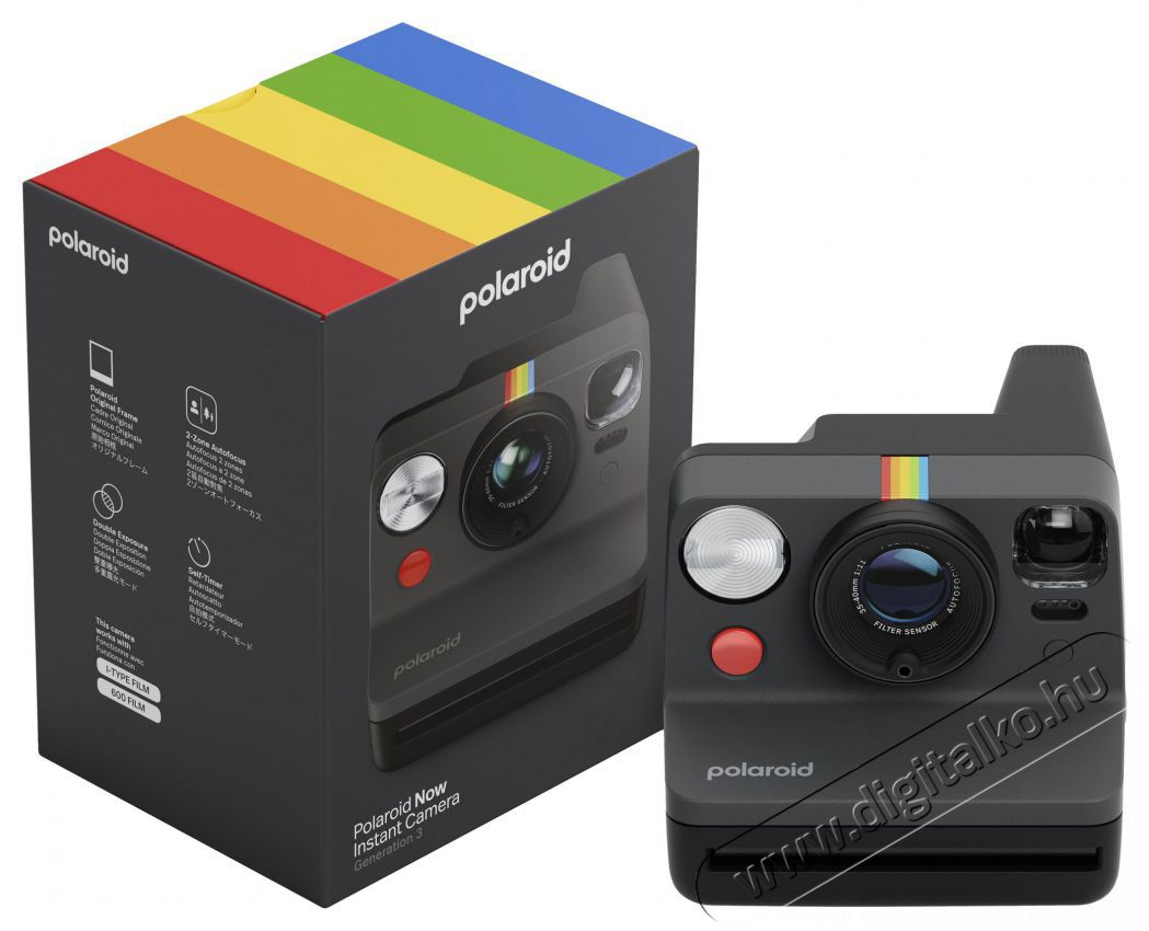 Polaroid Now+ Gen 3 Black F&eacute;nyk&eacute;pezőg&eacute;p / kamera - Kompakt f&eacute;nyk&eacute;pezőg&eacute;p - Anal&oacute;g f&eacute;nyk&eacute;pezőg&eacute;p - 519998