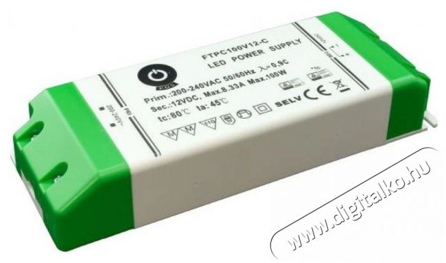 POS POWER FTPC100V12-C 12V/8.33A 100W IP20 LED t&aacute;pegys&eacute;g H&aacute;ztart&aacute;s / Otthon / K&uuml;lt&eacute;r - Vil&aacute;g&iacute;t&aacute;s / elektromoss&aacute;g - L&aacute;mpa kieg&eacute;sz&iacute;tő - 396423