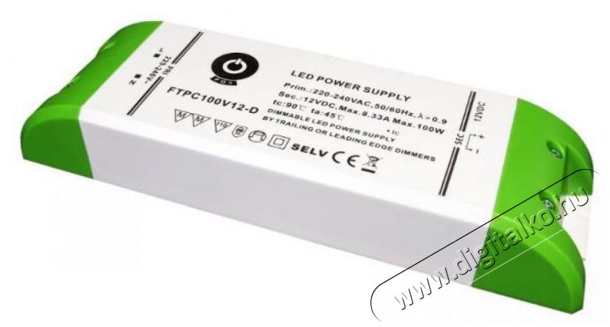 POS POWER FTPC100V12-D 12V/8.33A 100W IP20 szab&aacute;lyozhat&oacute; LED t&aacute;pegys&eacute;g H&aacute;ztart&aacute;s / Otthon / K&uuml;lt&eacute;r - Vil&aacute;g&iacute;t&aacute;s / elektromoss&aacute;g - L&aacute;mpa kieg&eacute;sz&iacute;tő - 396435