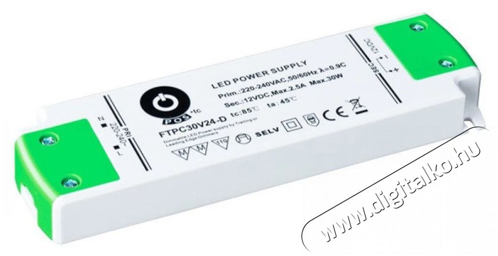 POS POWER FTPC30V24-D 24V/1.25A 30W IP20 szab&aacute;lyozhat&oacute; LED t&aacute;pegys&eacute;g H&aacute;ztart&aacute;s / Otthon / K&uuml;lt&eacute;r - Vil&aacute;g&iacute;t&aacute;s / elektromoss&aacute;g - L&aacute;mpa kieg&eacute;sz&iacute;tő - 396394
