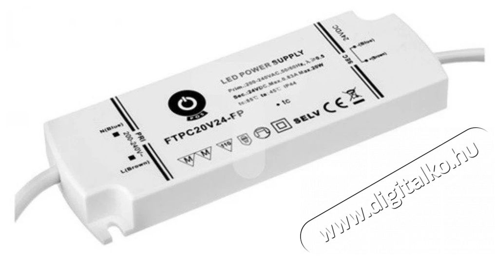POS POWER FTPC20V24-FP 24V/0.83A 20W IP44 hab&aacute;ll&oacute; LED t&aacute;pegys&eacute;g H&aacute;ztart&aacute;s / Otthon / K&uuml;lt&eacute;r - Vil&aacute;g&iacute;t&aacute;s / elektromoss&aacute;g - L&aacute;mpa kieg&eacute;sz&iacute;tő - 396358