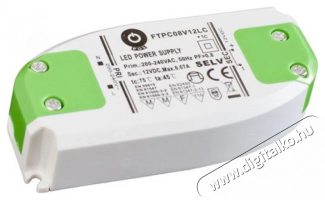 POS POWER FTPC8V12 12V/0.67A 8W IP20 LED t&aacute;pegys&eacute;g H&aacute;ztart&aacute;s / Otthon / K&uuml;lt&eacute;r - Vil&aacute;g&iacute;t&aacute;s / elektromoss&aacute;g - L&aacute;mpa kieg&eacute;sz&iacute;tő - 396335
