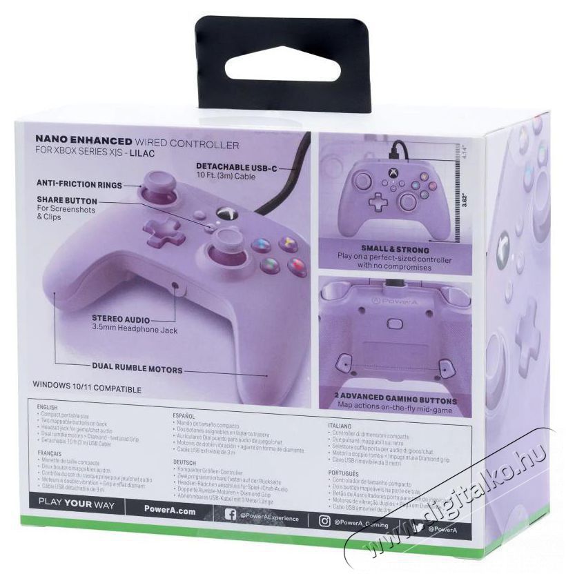 POWERA Nano EnWired Xbox Series X|S/Xbox One/PC vezet&eacute;kes lila kontroller Iroda &eacute;s sz&aacute;m&iacute;t&aacute;stechnika - J&aacute;t&eacute;k konzol - Kontroller - 404059