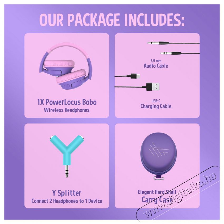 PowerLocus Bobo Purple / Pink Audio-Video / Hifi / Multim&eacute;dia - F&uuml;l &eacute;s Fejhallgat&oacute;k - Fejhallgat&oacute; - 519078