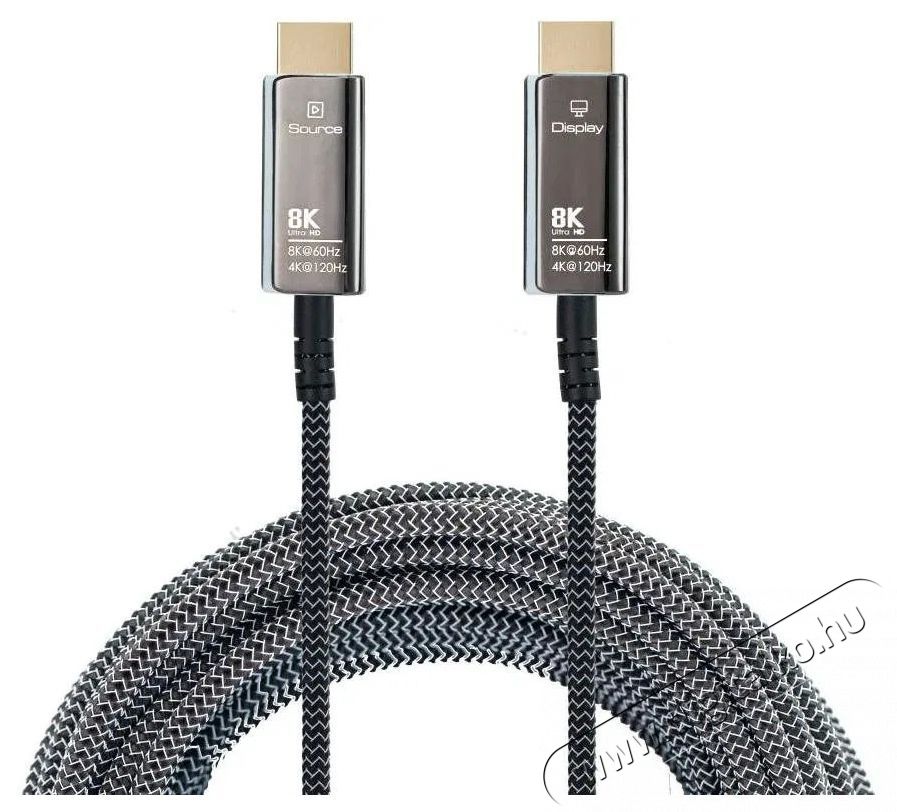 PremiumCord Ultra High Speed HDMI 2.1 Optikai &uuml;vegsz&aacute;lk&aacute;bel, 8K/60Hz, aranyozott, 5m videok&aacute;bel 5m Tv kieg&eacute;sz&iacute;tők - K&aacute;bel / csatlakoz&oacute; - Hdmi k&aacute;bel - 532092