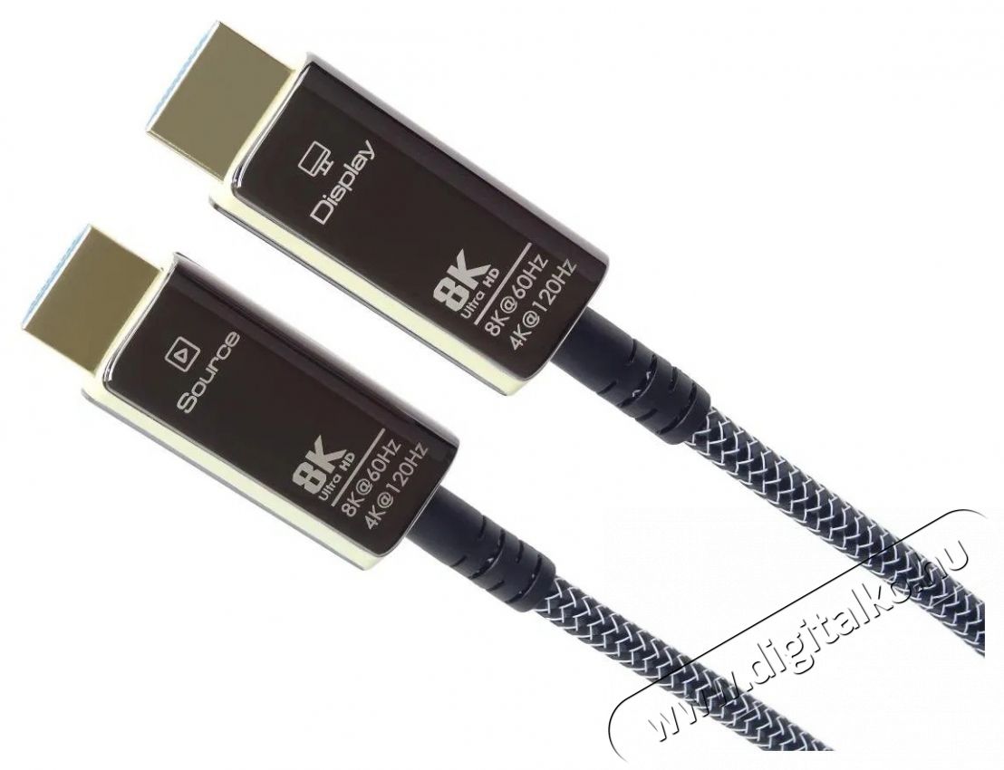 PremiumCord Ultra High Speed HDMI 2.1 Optikai &uuml;vegsz&aacute;lk&aacute;bel, 8K/60Hz, aranyozott, 5m videok&aacute;bel 5m Tv kieg&eacute;sz&iacute;tők - K&aacute;bel / csatlakoz&oacute; - Hdmi k&aacute;bel - 532092