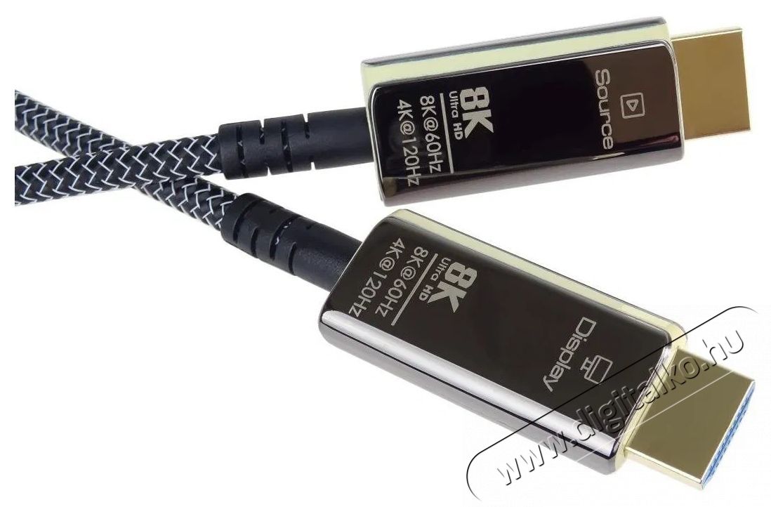 PremiumCord Ultra High Speed HDMI 2.1 Optikai &uuml;vegsz&aacute;lk&aacute;bel, 8K/60Hz, aranyozott, 5m videok&aacute;bel 5m Tv kieg&eacute;sz&iacute;tők - K&aacute;bel / csatlakoz&oacute; - Hdmi k&aacute;bel - 532092
