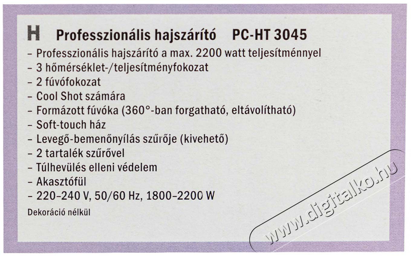 ProfiCare PC-HT 3045 Hajsz&aacute;r&iacute;t&oacute; - antracit Sz&eacute;ps&eacute;g&aacute;pol&aacute;s / Eg&eacute;szs&eacute;g - Haj&aacute;pol&aacute;s - Hajsz&aacute;r&iacute;t&oacute; - 359624