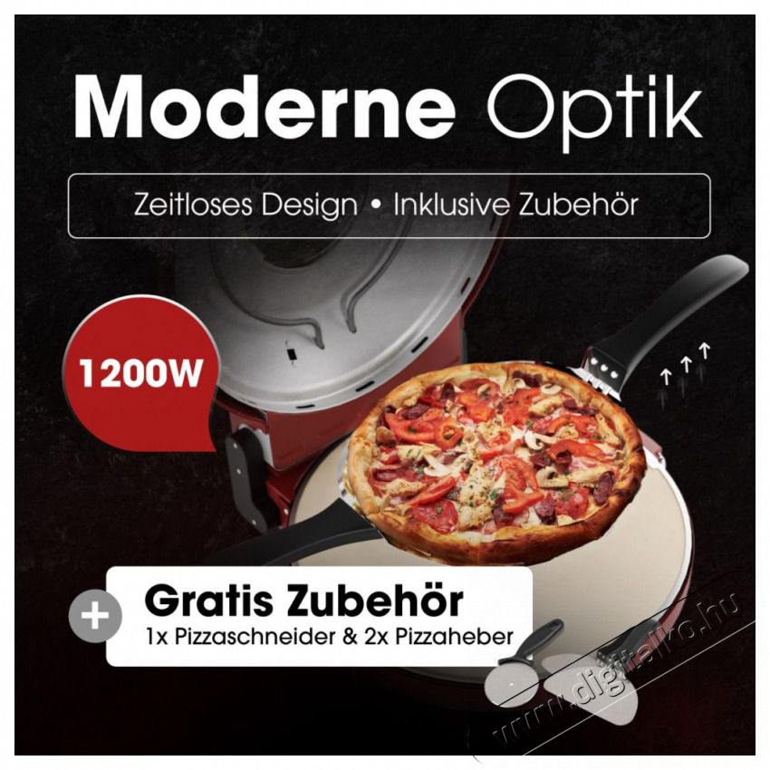 Clatronic PM 3787 rot 1.200W pizzas&uuml;tő Konyhai term&eacute;kek - Konyhai kisg&eacute;p (s&uuml;t&eacute;s / főz&eacute;s / hűt&eacute;s / &eacute;telk&eacute;sz&iacute;t&eacute;s) - Konyhai k&uuml;l&ouml;nlegess&eacute;g - 513294