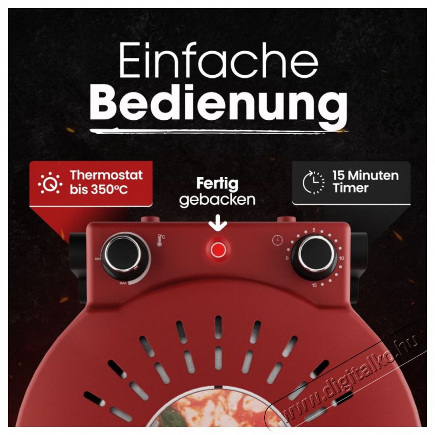 Clatronic PM 3787 rot 1.200W pizzas&uuml;tő Konyhai term&eacute;kek - Konyhai kisg&eacute;p (s&uuml;t&eacute;s / főz&eacute;s / hűt&eacute;s / &eacute;telk&eacute;sz&iacute;t&eacute;s) - Konyhai k&uuml;l&ouml;nlegess&eacute;g - 513294