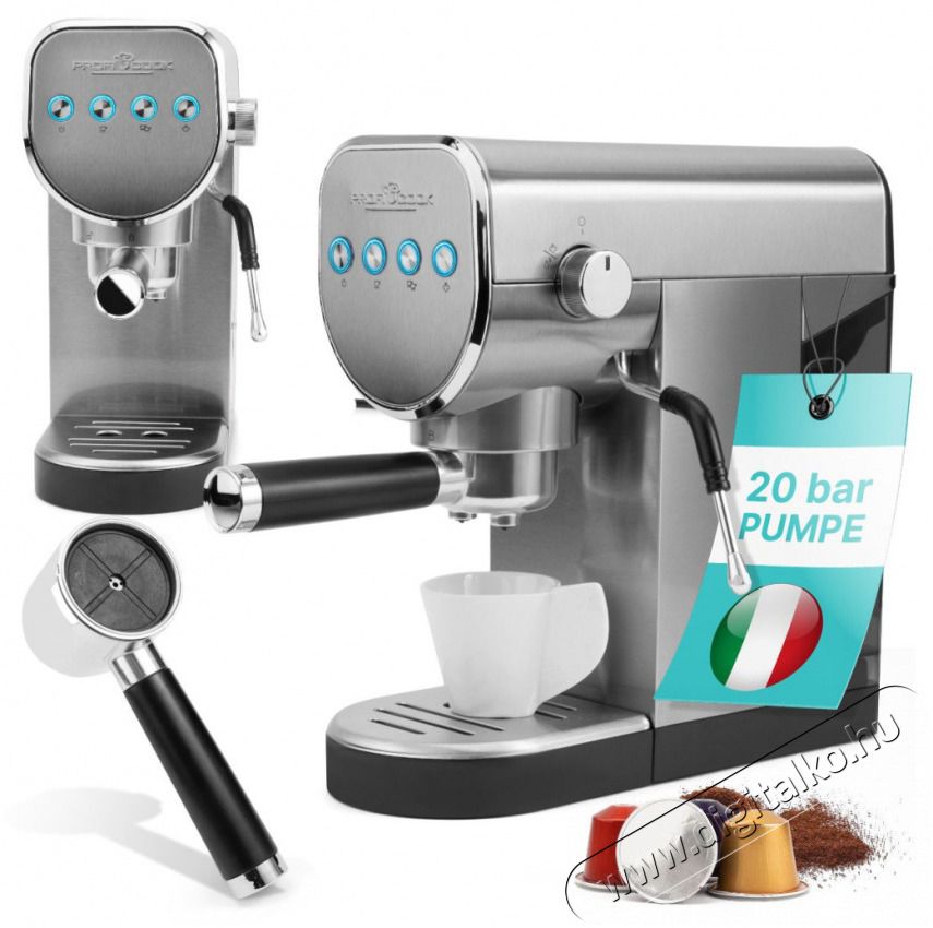 Proficook PC-ES/KA 1265 inox k&aacute;v&eacute;főző Konyhai term&eacute;kek - K&aacute;v&eacute;főző / k&aacute;v&eacute;&ouml;rlő / kieg&eacute;sz&iacute;tő - Pressz&oacute; k&aacute;v&eacute;főző - 513297