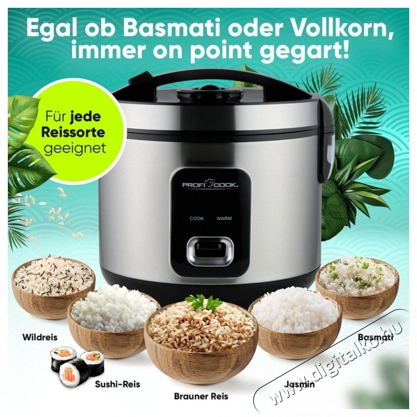 Proficook PC-RK 1285 rizsfőző rozsdamentes ac&eacute;l Konyhai term&eacute;kek - Konyhai kisg&eacute;p (s&uuml;t&eacute;s / főz&eacute;s / hűt&eacute;s / &eacute;telk&eacute;sz&iacute;t&eacute;s) - Rizsfőző - 531152