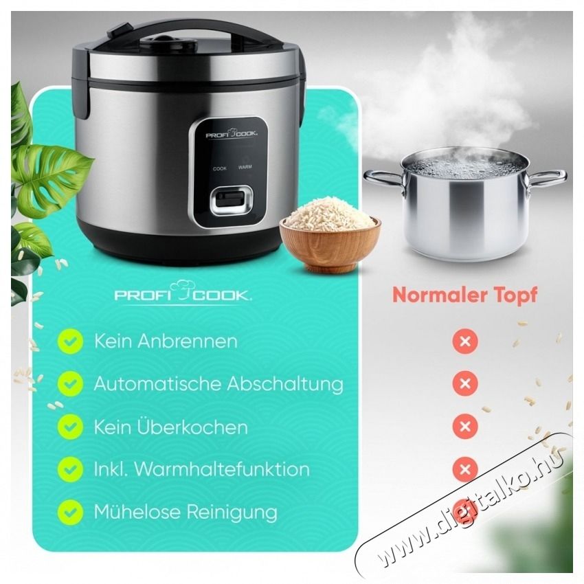 Proficook PC-RK 1285 rizsfőző rozsdamentes ac&eacute;l Konyhai term&eacute;kek - Konyhai kisg&eacute;p (s&uuml;t&eacute;s / főz&eacute;s / hűt&eacute;s / &eacute;telk&eacute;sz&iacute;t&eacute;s) - Rizsfőző - 531152