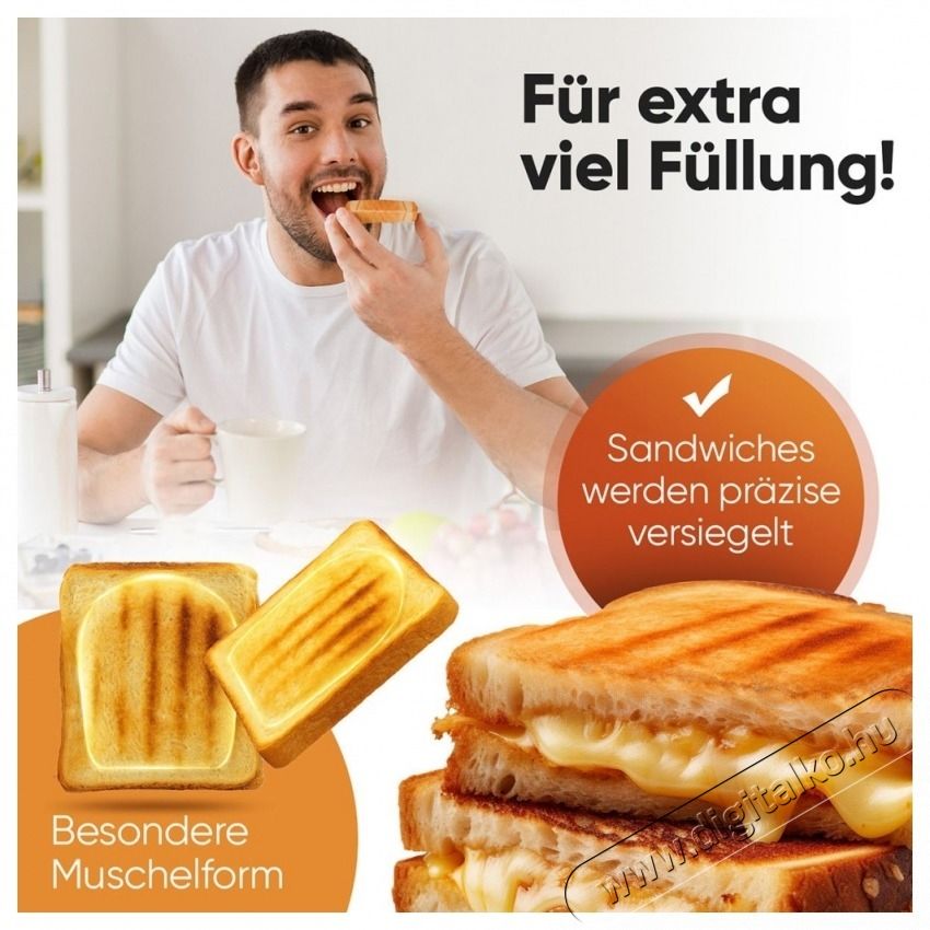 Proficook PC-ST 1297 szendvics keny&eacute;rpir&iacute;t&oacute; rozsdamentes ac&eacute;l Konyhai term&eacute;kek - Konyhai kisg&eacute;p (s&uuml;t&eacute;s / főz&eacute;s / hűt&eacute;s / &eacute;telk&eacute;sz&iacute;t&eacute;s) - Melegszendvics / gofri s&uuml;tő - 531150