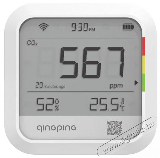 QINGPING  CO2 & Temperature & RH Monitor H&aacute;ztart&aacute;s / Otthon / K&uuml;lt&eacute;r - Biztons&aacute;gtechnika - F&uuml;st- &eacute;s sz&eacute;n-monoxid &eacute;rz&eacute;kelő - 519608