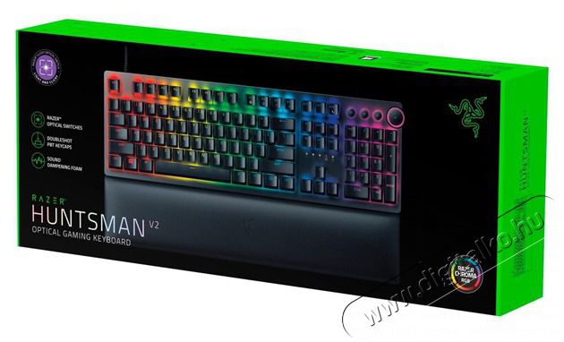 Razer Huntsman V2 (Purple Switch) US RGB fekete gamer billentyűzet Iroda &eacute;s sz&aacute;m&iacute;t&aacute;stechnika - Billentyűzet / billentyűzet szett - Vezet&eacute;kes - 440422