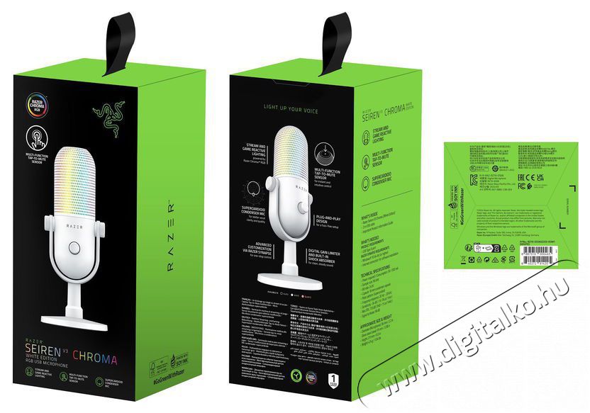 Razer Seiren V3 Chroma White Fot&oacute;-Vide&oacute; kieg&eacute;sz&iacute;tők - Mikrofon - Fot&oacute;-vide&oacute; mikrofon - 525731