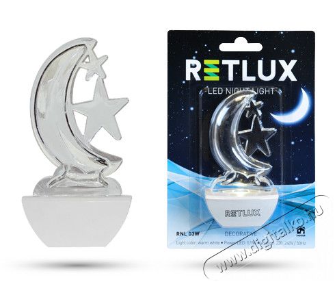 Retlux RNL 03W &Eacute;jszakai LED f&eacute;ny - hold H&aacute;ztart&aacute;s / Otthon / K&uuml;lt&eacute;r - Vil&aacute;g&iacute;t&aacute;s / elektromoss&aacute;g - &Eacute;jszakai ir&aacute;nyf&eacute;ny - 275955