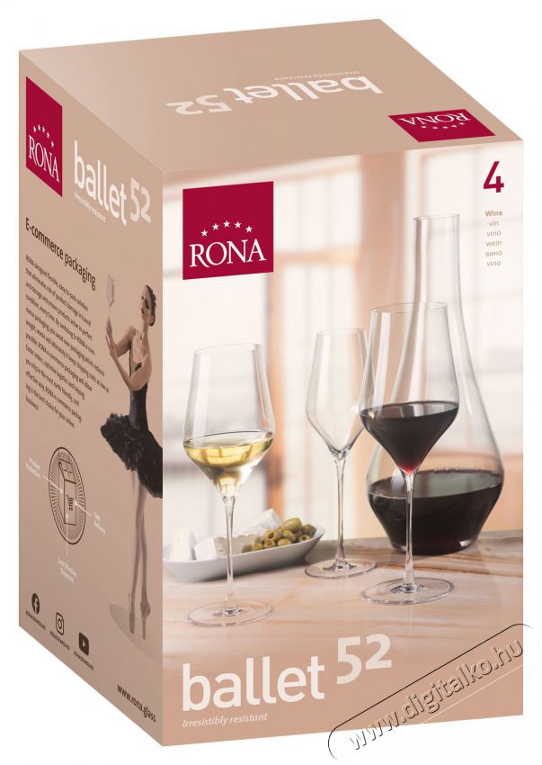 RONA Feh&eacute;rboros poharak 4 db 520 ml BALLET Konyhai term&eacute;kek - Konyhai eszk&ouml;z - K&eacute;szlet / szett - 525861