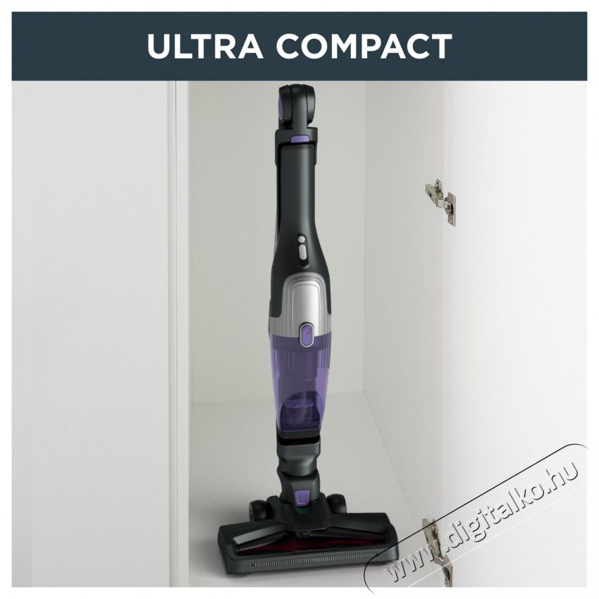 Rowenta RH1238WO X-Trem Compact 2 az 1 -ben Allergy vezet&eacute;k n&eacute;lk&uuml;li porsz&iacute;v&oacute;, 145W, Flex technol&oacute;gia k&eacute;t poz&iacute;ci&oacute;ban, 40 perc auton&oacute;mia, 4 &oacute;ra t&ouml;lt&eacute;si idő, LED megvil&aacute;g&iacute;t&aacute;s&uacute; sz&iacute;v&oacute;fej, 0.4 l portart&aacute;ly, Lila/Fekete H&aacute;ztart&aacute;s / Otthon / K&uuml;lt&eacute;r - Porsz&iacute;v&oacute; / takar&iacute;t&oacute;g&eacute;p - K&eacute;zi / &aacute;ll&oacute; porsz&iacute;v&oacute; - 495952