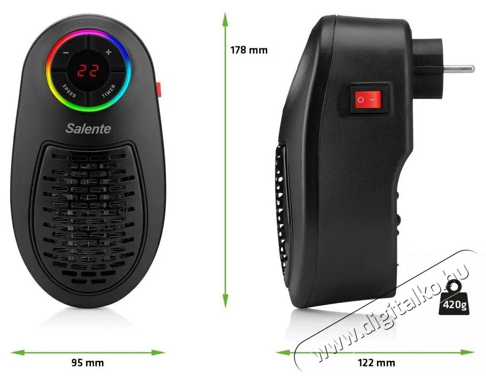 Salente HotHeat black H&aacute;ztart&aacute;s / Otthon / K&uuml;lt&eacute;r - Fűt&eacute;s - Fűtőventil&aacute;toros hősug&aacute;rz&oacute; - 529986