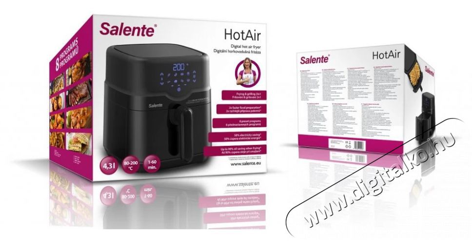Salente HotAir 2 az 1-ben 4,3 l, fekete airfryer Konyhai term&eacute;kek - Konyhai kisg&eacute;p (s&uuml;t&eacute;s / főz&eacute;s / hűt&eacute;s / &eacute;telk&eacute;sz&iacute;t&eacute;s) - L&eacute;gkever&eacute;ses főzőg&eacute;p / elektromos kukta / multifunkci&oacute;s s&uuml;tő - 529985