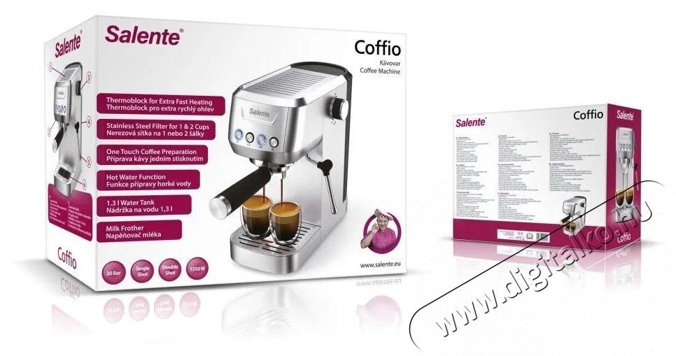 Salente Coffio karos k&aacute;v&eacute;főző- fekete-antracit Konyhai term&eacute;kek - K&aacute;v&eacute;főző / k&aacute;v&eacute;&ouml;rlő / kieg&eacute;sz&iacute;tő - Pressz&oacute; k&aacute;v&eacute;főző - 532860