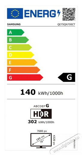 SAMSUNG 75 QE75QN700CTXXH 8K UHD Smart Neo QLED TV Telev&iacute;zi&oacute;k - LED telev&iacute;zi&oacute; - UHD 4K felbont&aacute;s&uacute; - 466186